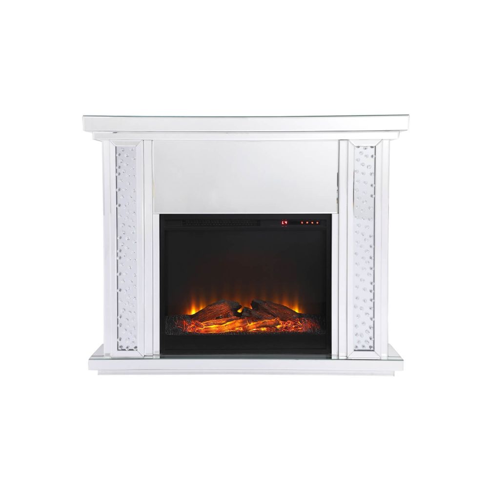 Elegant Decor Mirrored Mantle with Fireplace - Thumbnail 2