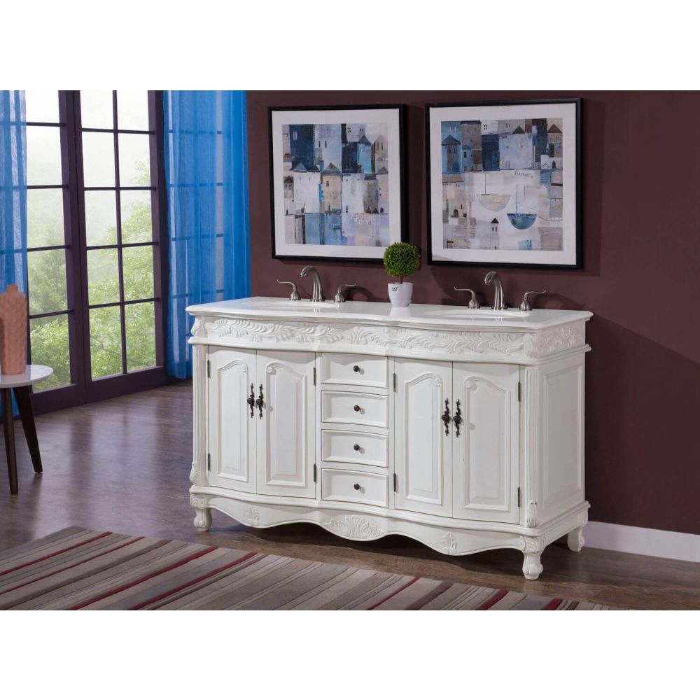 Elegant Decor Windsor 60 inch Double Bath Vanity - Thumbnail 2
