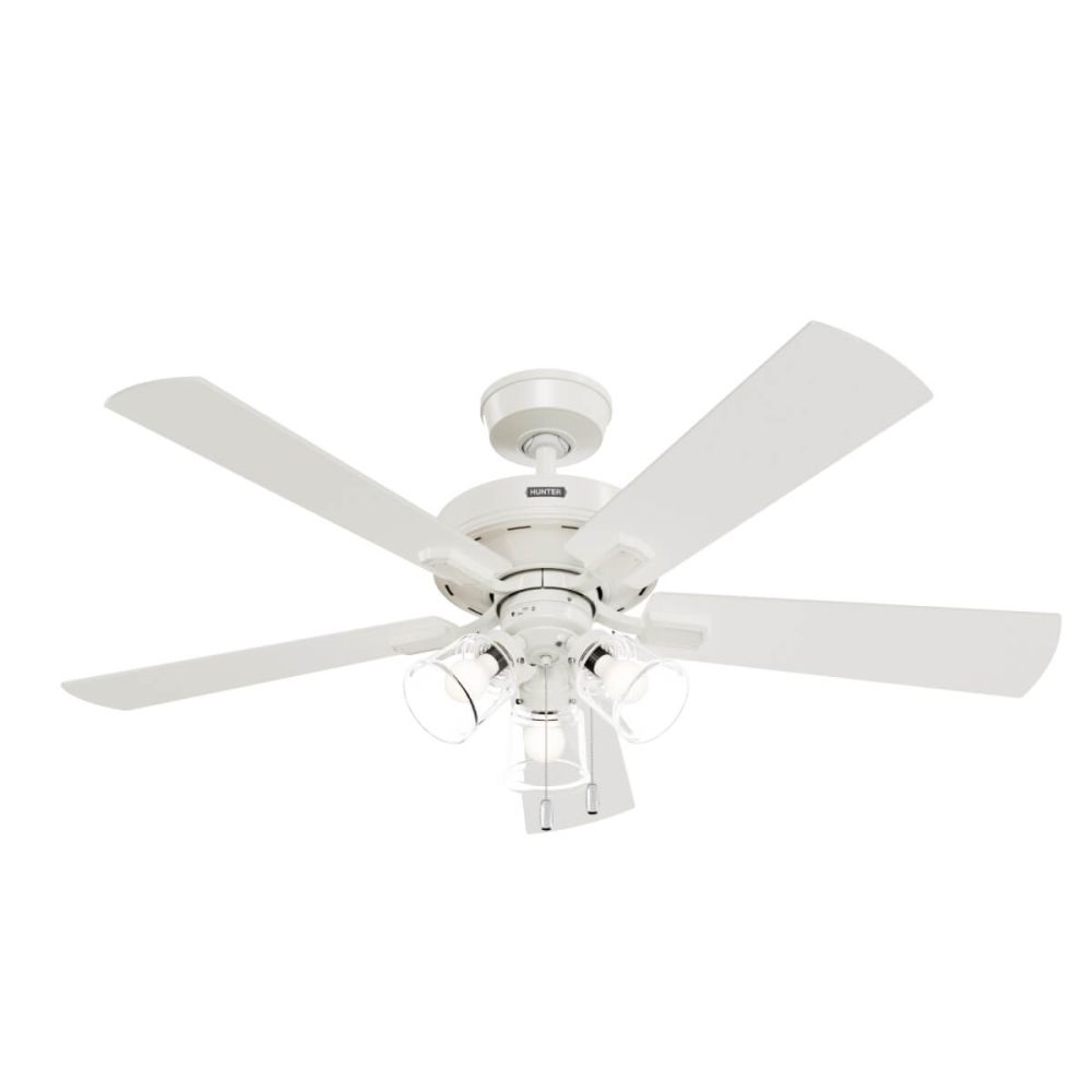 Hunter Fan 52 in Contemporary in Fresh White Ceiling Fan w Light and