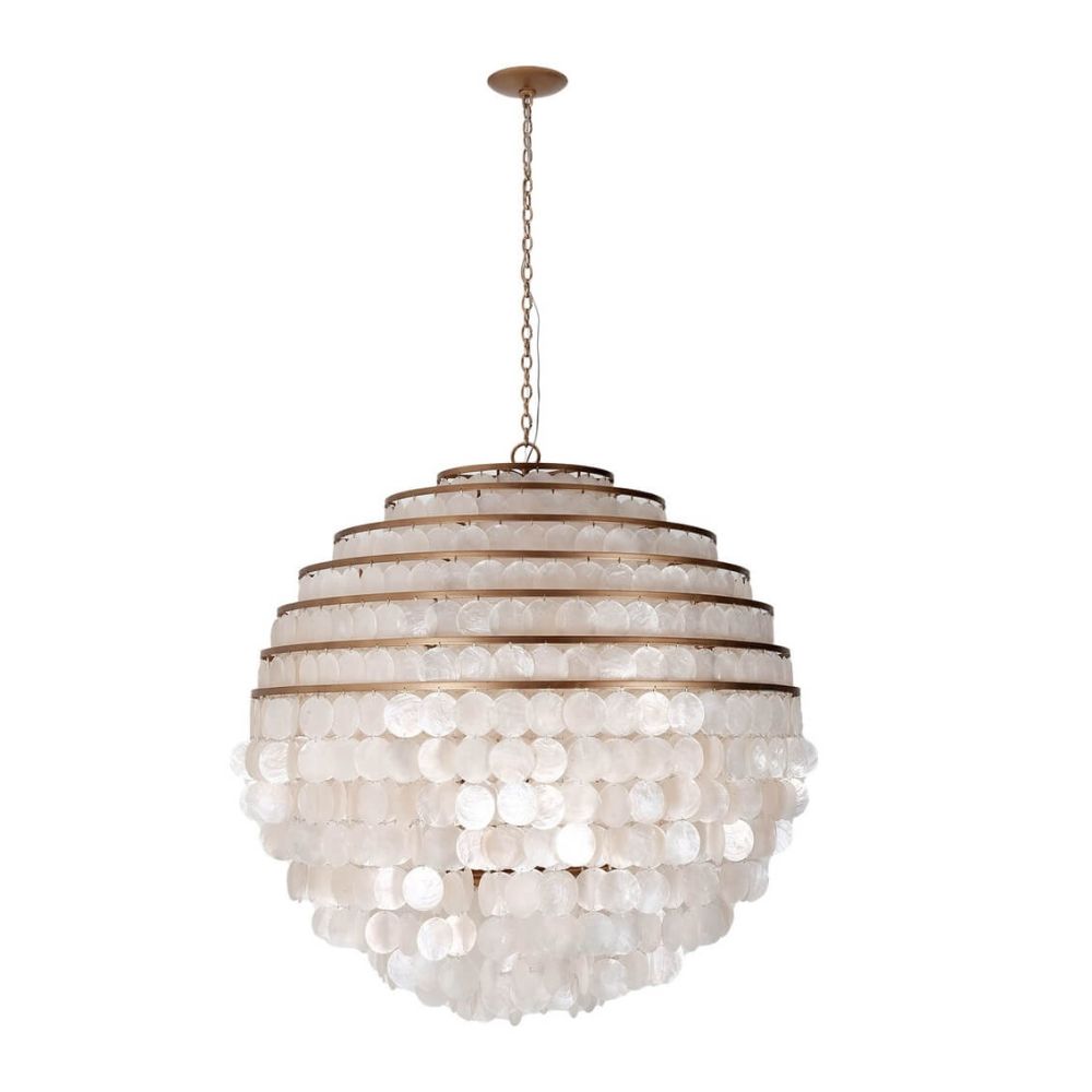 Kalco Lighting 521156PAB Sphere 6 Light 28 inch Capiz Pendant in Pearlized  Antique Brass