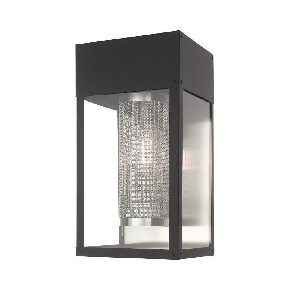 Covered Textured Black Metal LED Lantern
