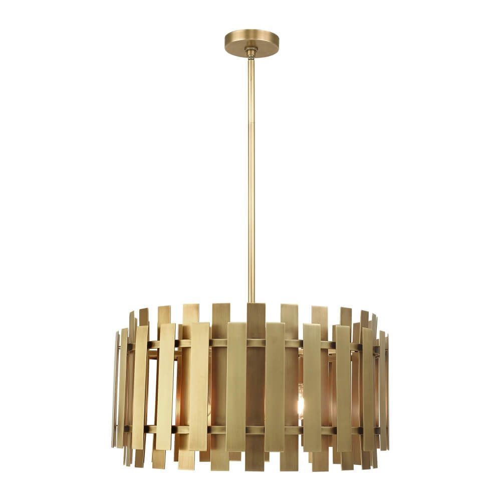 Livex 52049-08 Greenwich 6 Light 24 Inch Natural Brass Pendant