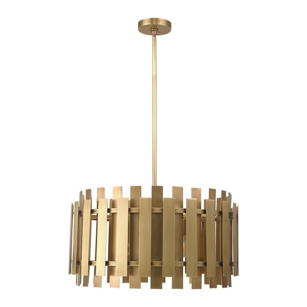 Livex 52049-08 Greenwich 6 Light 24 Inch Natural Brass Pendant