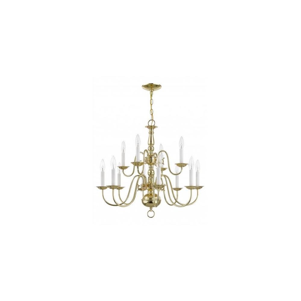 Livex Lighting 5014-02 Williamsburg 12-Light Chandelier, Polished Brass