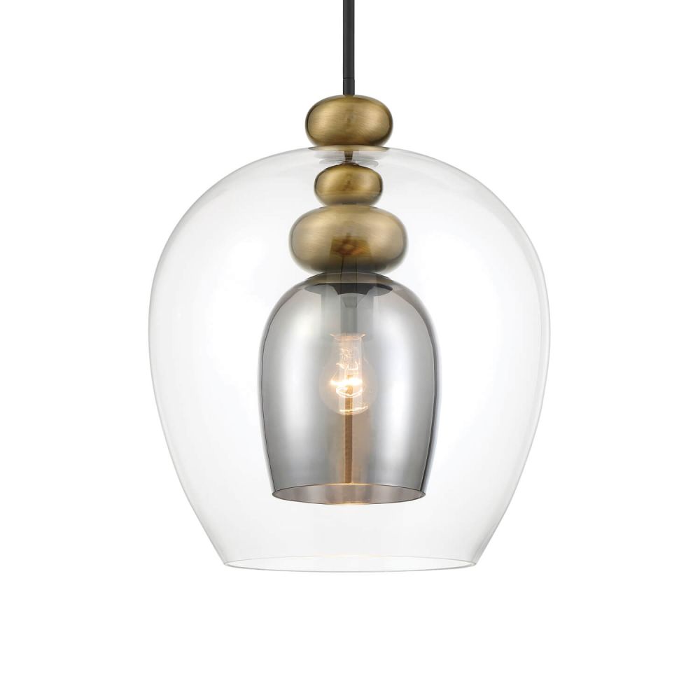 Metropolitan N6661-865 Amesbury 1 Light 16 inch Pendant in Coal-Oxidized  Aged Brass with Clear Outer and Smoked Gray Inner Glass