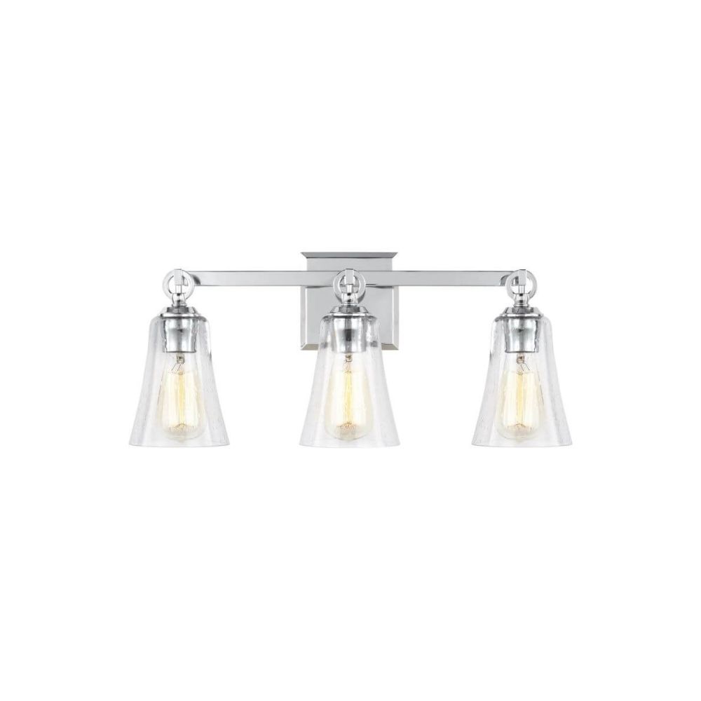 Visual Comfort Studio VS24703CH Monterro 3 Light 22 Inch Wall Bath Light In  Chrome With Clear Seeded Glass