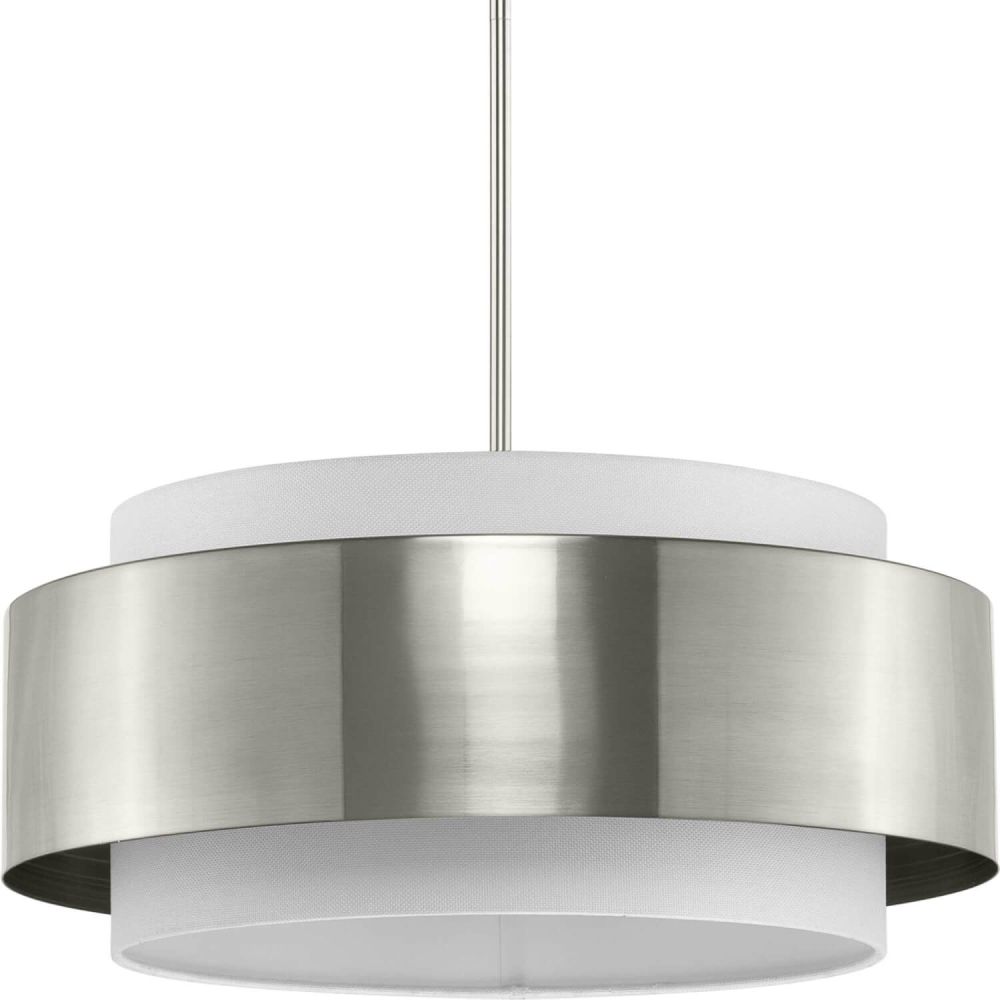 Progress Lighting Silva 3-Light Brushed Nickel Modern/Contemporary Drum Medium Hanging Pendant Light