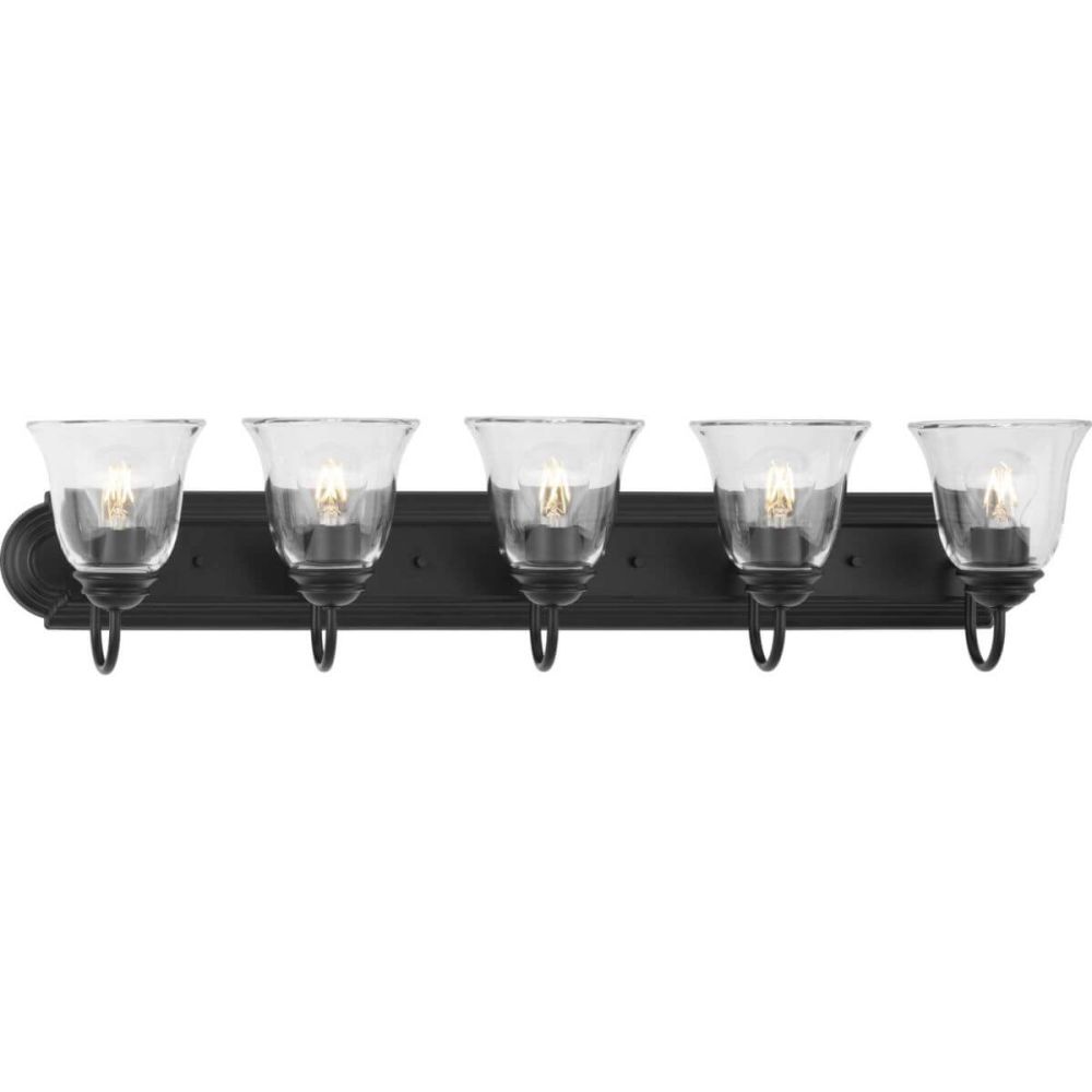 Progress Lighting P300393 31M 5 Light 36 inch Bath Vanity Light in Matte Black with Clear Glass