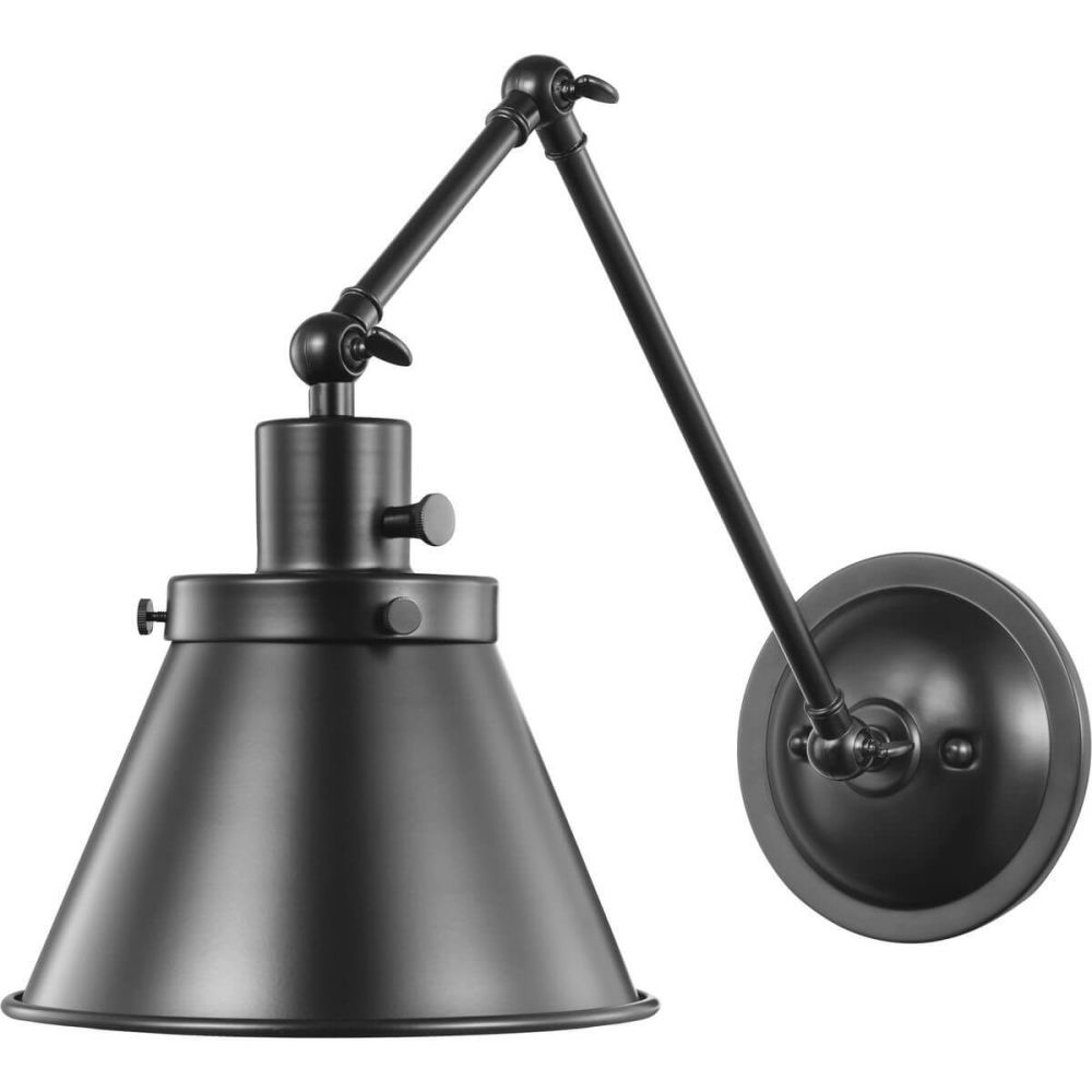 Progress Lighting P710095 031 Hinton 1 Light 14 inch Tall Swing Arm Wall Light in Matte Black