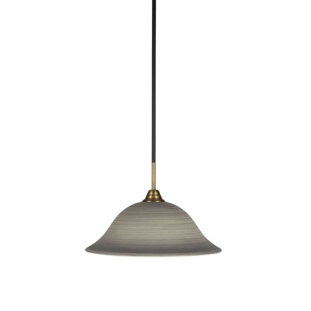 Toltec Lighting 3401-MBBR-602 Paramount 1 Light 16 inch Pendant in Matte  Black-Brass with Gray Linen Glass