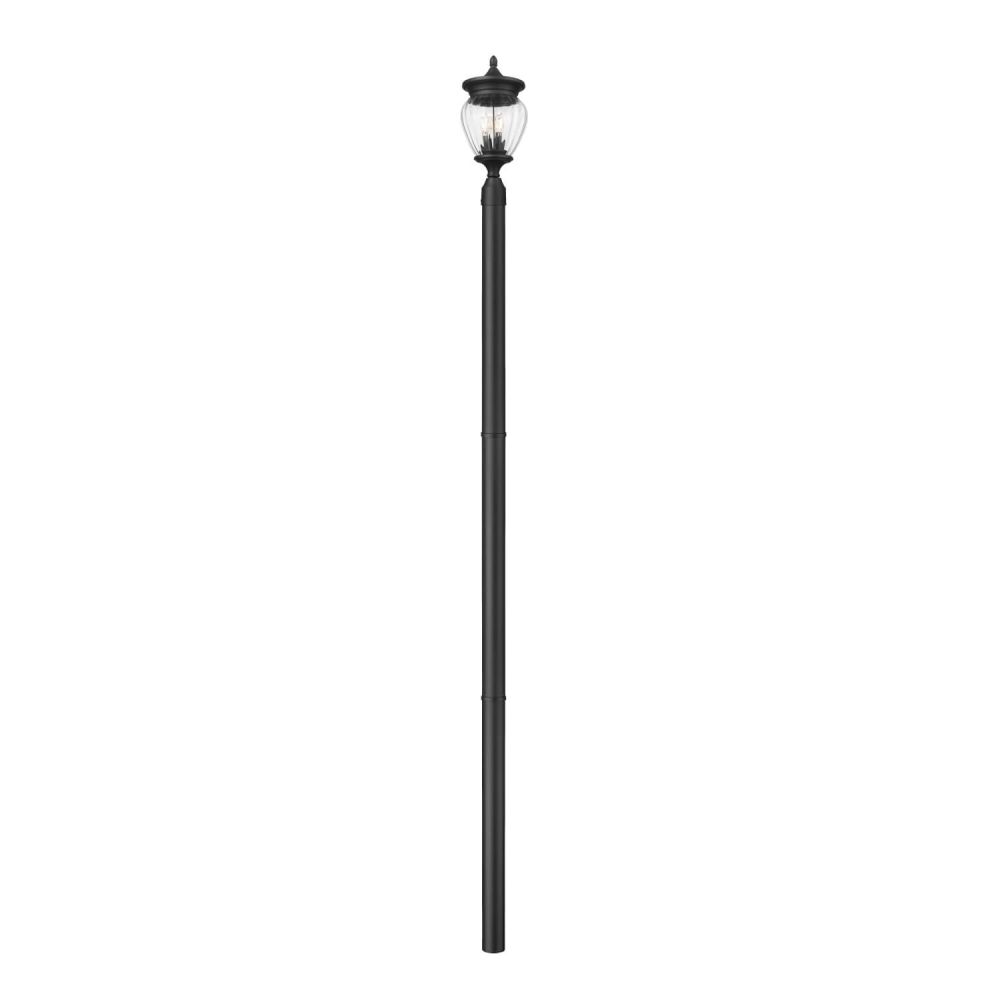 Z-Lite Lighting 5016PHMR-5009P96-BK Davina 3 Light 114 inch Tall Outdoor  Post Light in Black with Clear Ribbed Glass