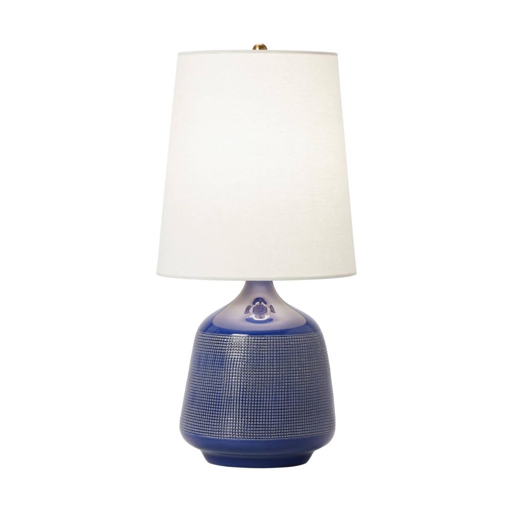 Visual Comfort Studio Aerin AET1141BCL1 Ornella 1 Light 19 inch Tall Table Lamp in Blue Celadon with White Linen Fabric Shade