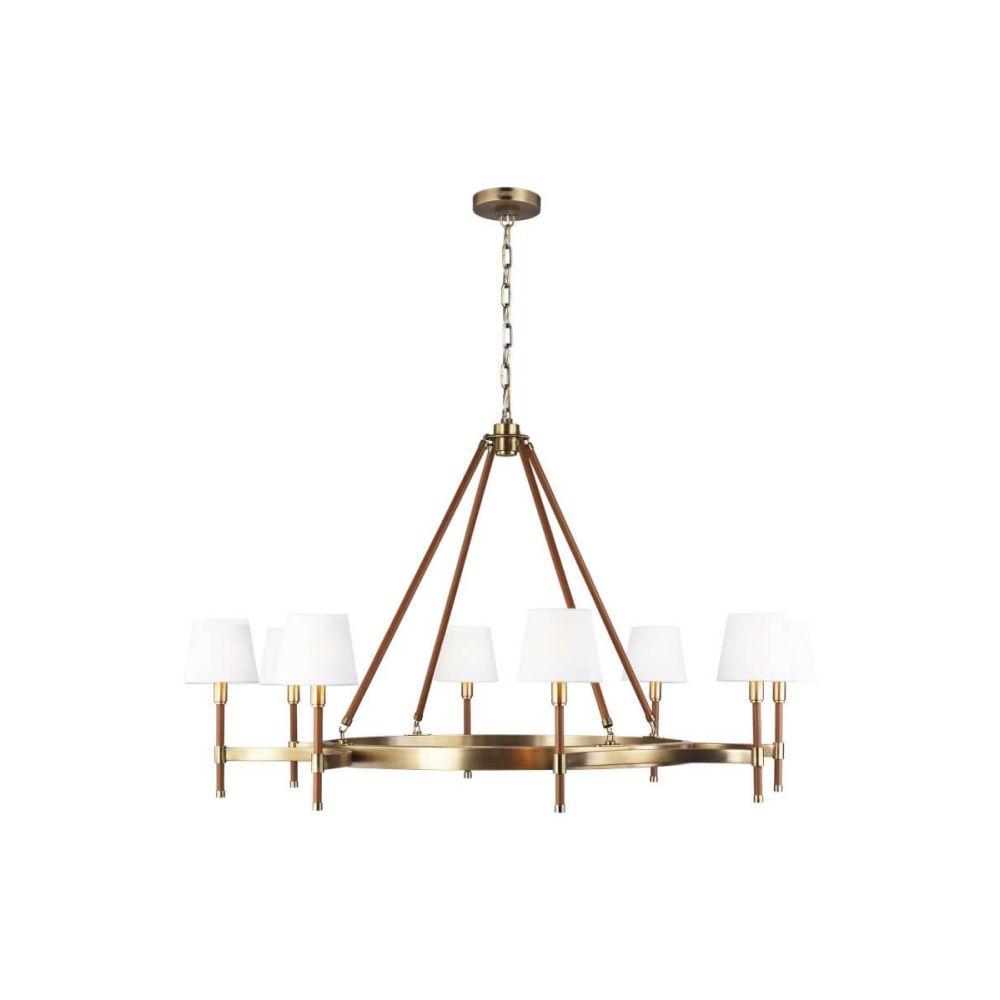 Visual Comfort Studio Lauren Ralph Lauren Katie 1 Light 20 inch Tall Wall  Sconce in Time Worn Brass-Saddle Leather LW1011TWB