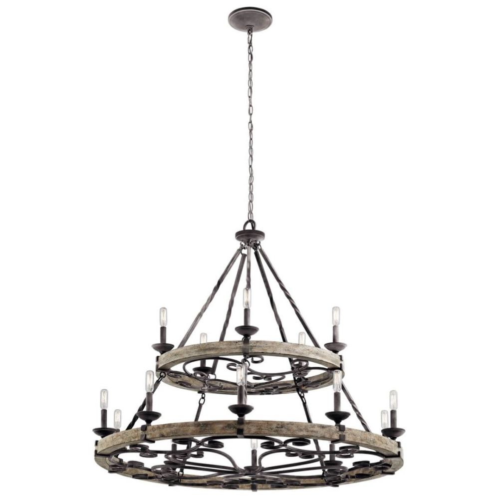 15 Light 2 Tier Large 44 inch Chandelier in Black - 217991