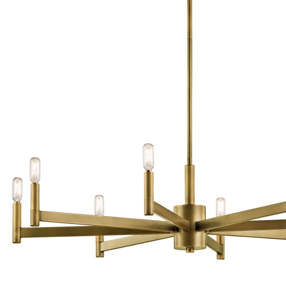Sleekly Modern Squared Chandelier 8 Light in Antique Brass