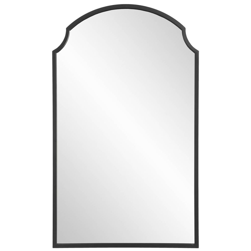 22 x 36 inch Satin Black Arch Top Metal Frame Mirror 252332
