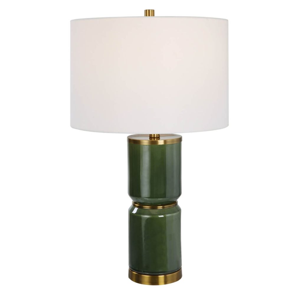 1 Light 26 inch Tall Dark Green Ceramic Table Lamp Accented in