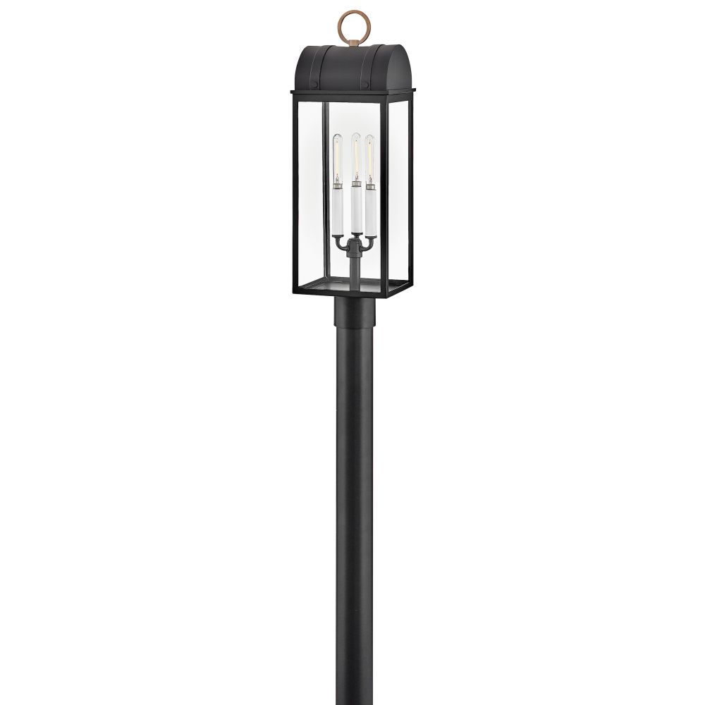 Hinkley Lighting 10661BKBU Campbell 3 Light 25 Tall LED Outdoor Post