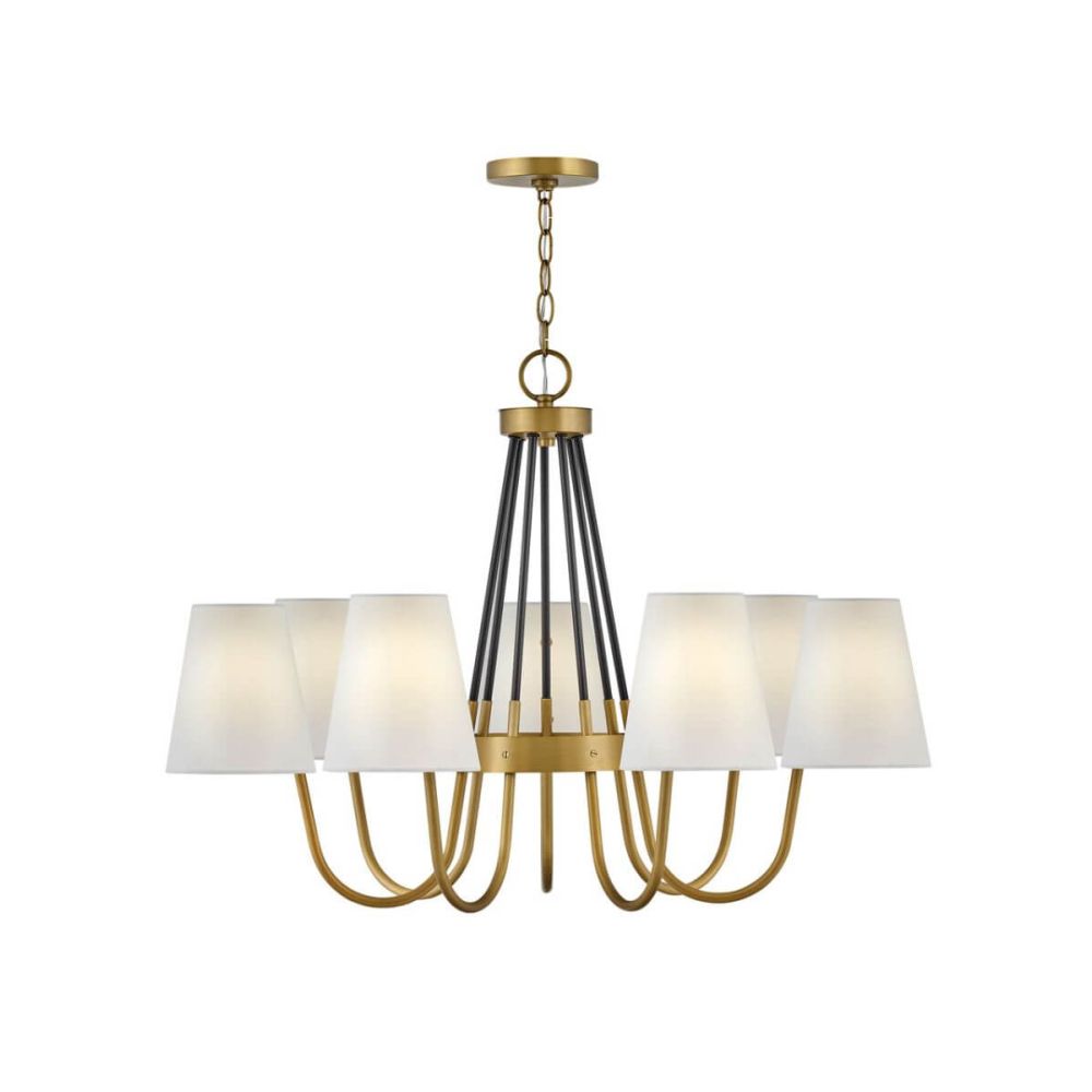 Tapered Fabric Brass Chandelier