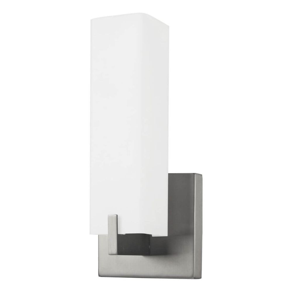 1-Light, LED Wall Sconce Light, Brushed Nickel with Opal Glass