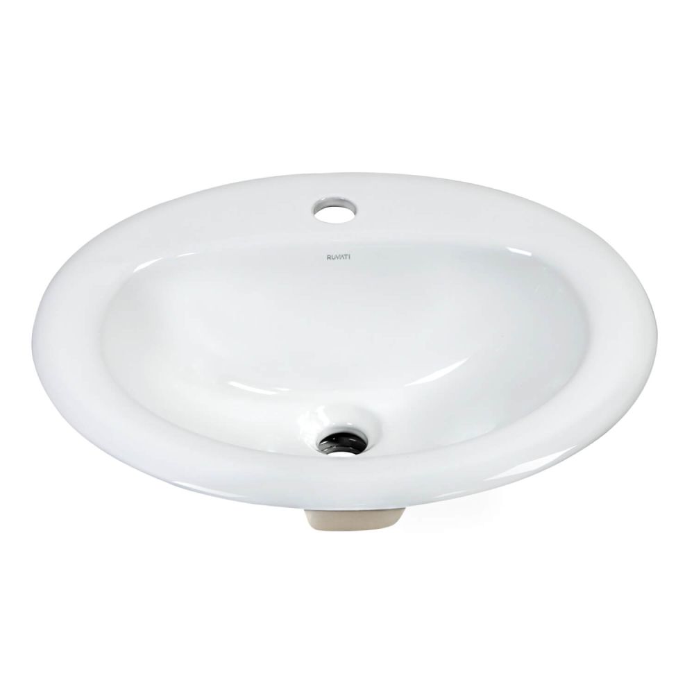21Y-SB-11-2 RORU Ruvati Kyros 21 x 18 inch Drop-in Topmount Porcelain Oval Bath