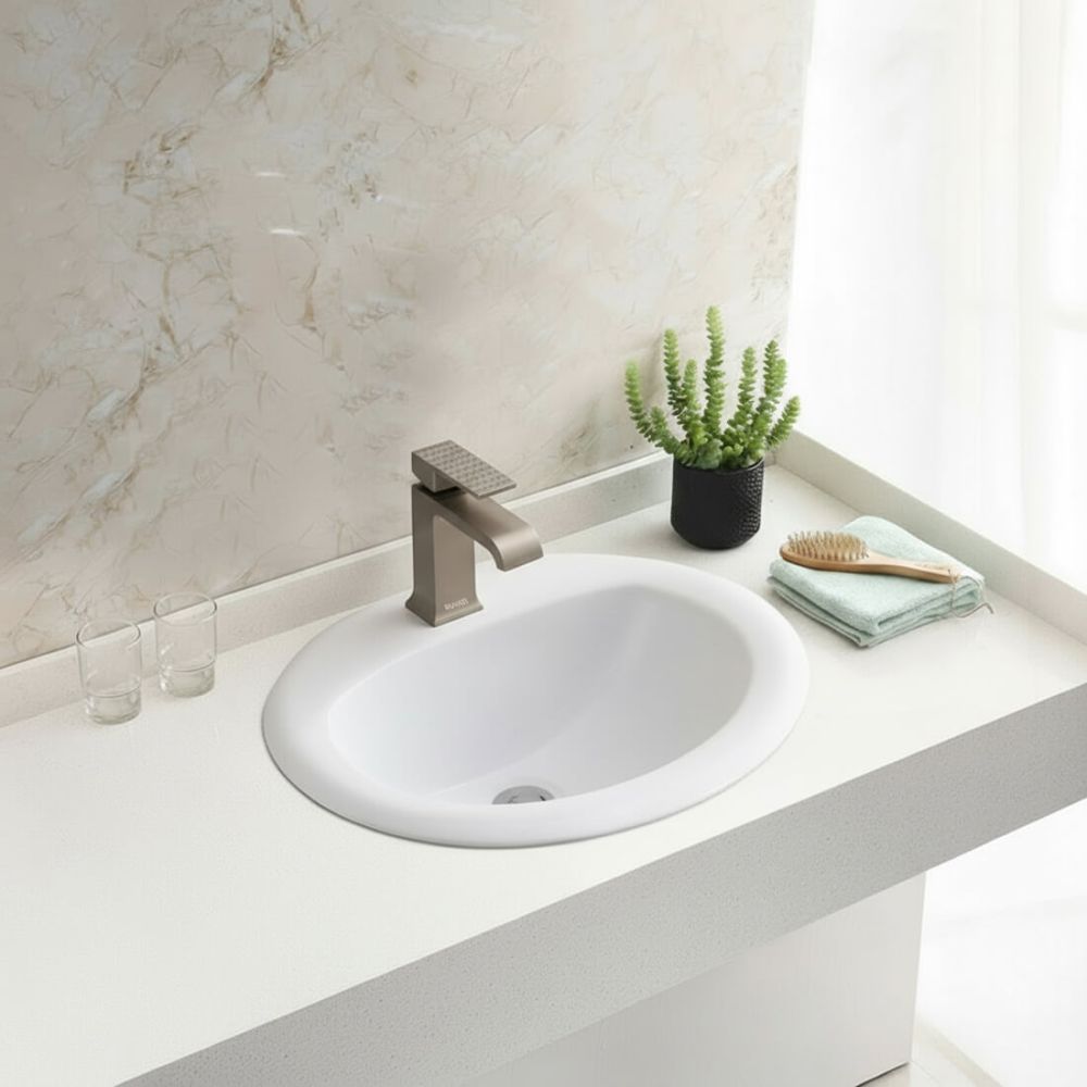 21Y-SB-11-2 RORU Ruvati Kyros 21 x 18 inch Drop-in Topmount Porcelain Oval Bath
