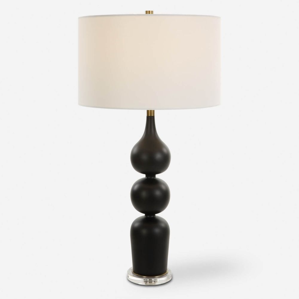 Uttermost 30260 Caviar 1 Light 33 inch Tall Black Table Lamp with Round Hardback Drum Shade