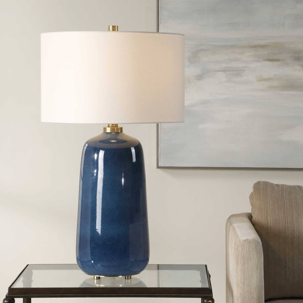 Uttermost 30566 Brae 1 Light 32 inch Tall Blue Glaze Table Lamp