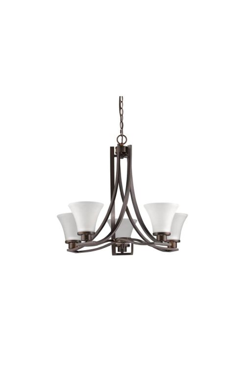 5 Light 26 Inch Chandelier In Oil Rubbed Bronze With Glass Shade - 228997