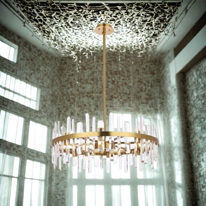 16 Light 32 inch Gold Crystal Chandelier