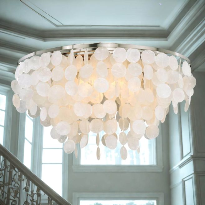 5 Light 24 Inch Wide Coastal Shell Flush Ceiling Light - 200490