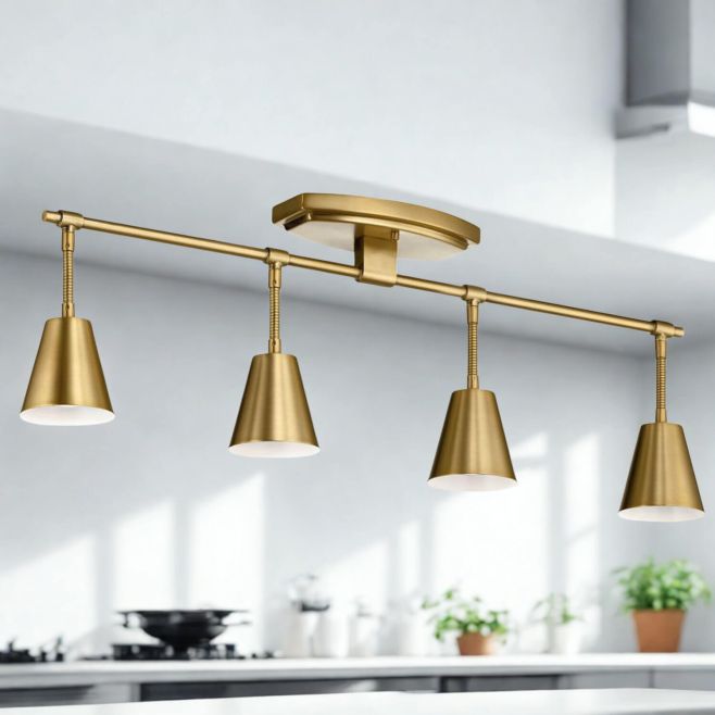 4 Light Rails 30 inch 4 Light Rail Light in Brushed Antique Brass - 219161