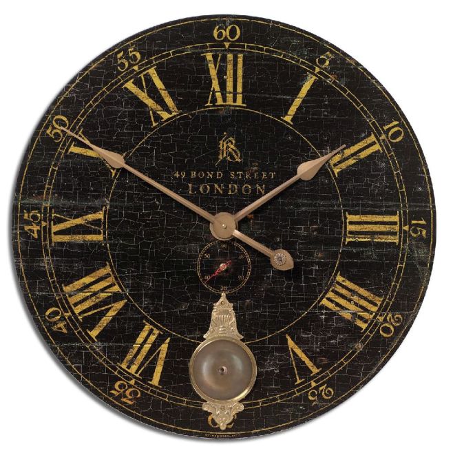 Uttermost 06030 Bond Street 30 Inch Black Wall Clock