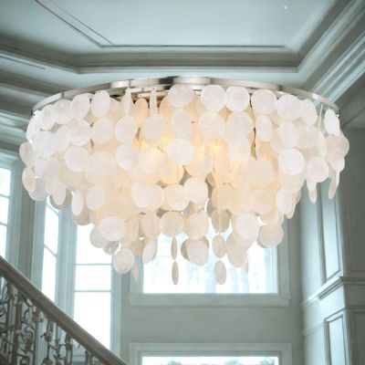 5 Light 24 Inch Wide Coastal Shell Flush Ceiling Light - 200490